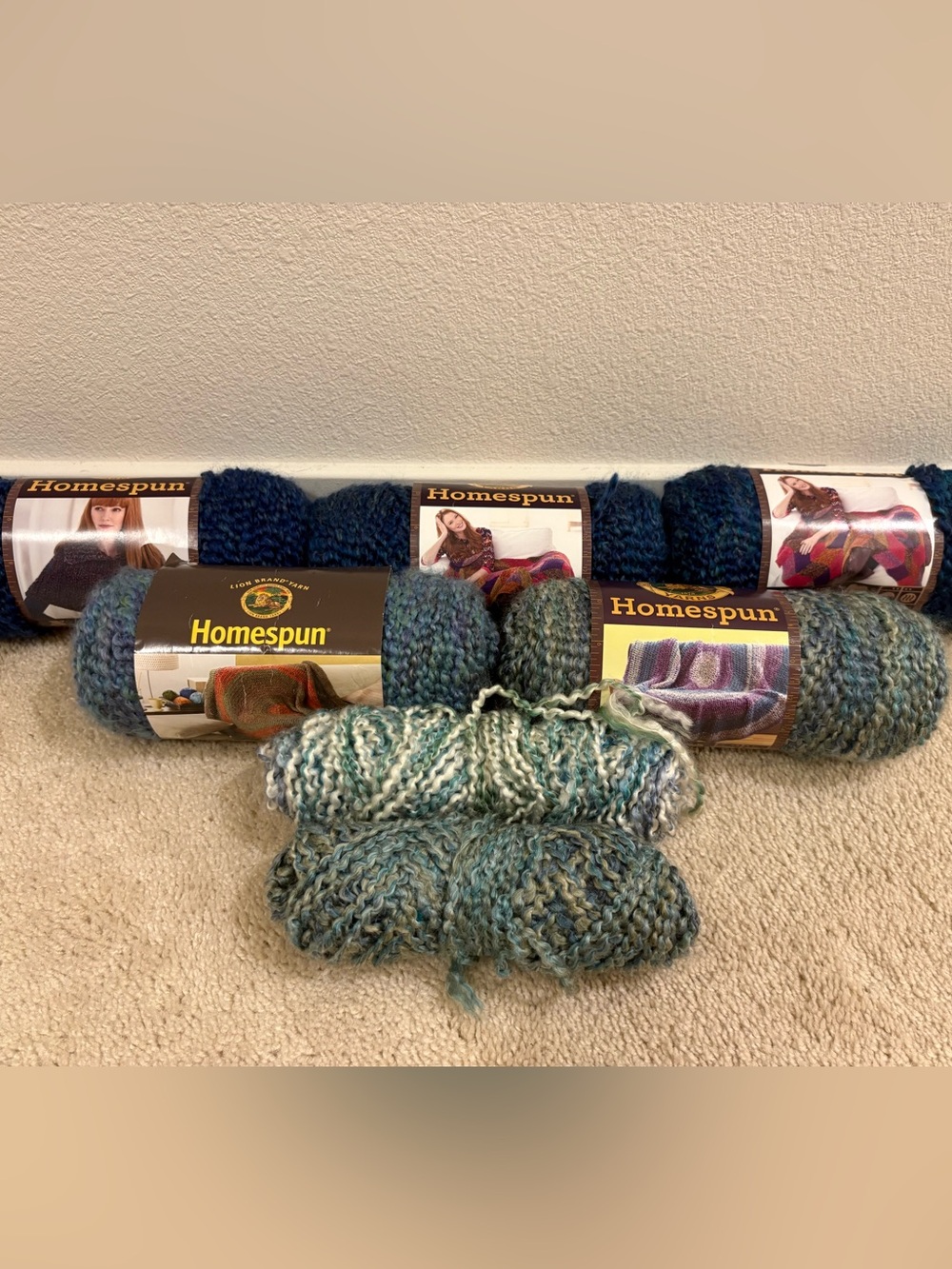 Lion Brand Homespun Bulky Yarn Lot - 6 Skeins + Bonus, Bulky 5 Weight
